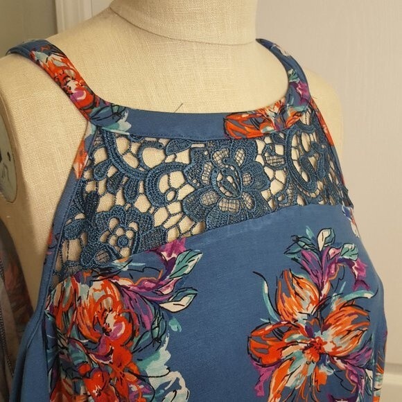 Torrid Super Soft Cold Shoulder Blue Floral Dress NEW - Picture 3 of 7